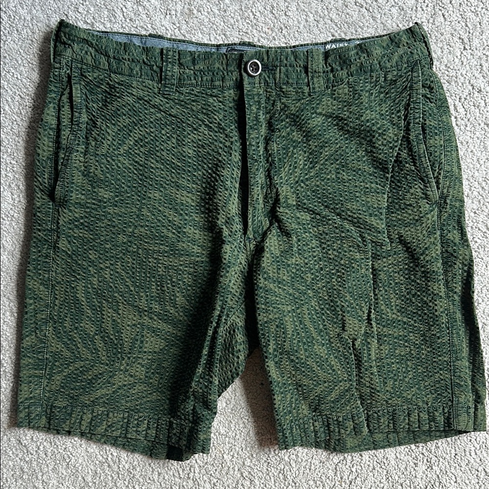 J. Crew Green Flat Front Cotton Shorts